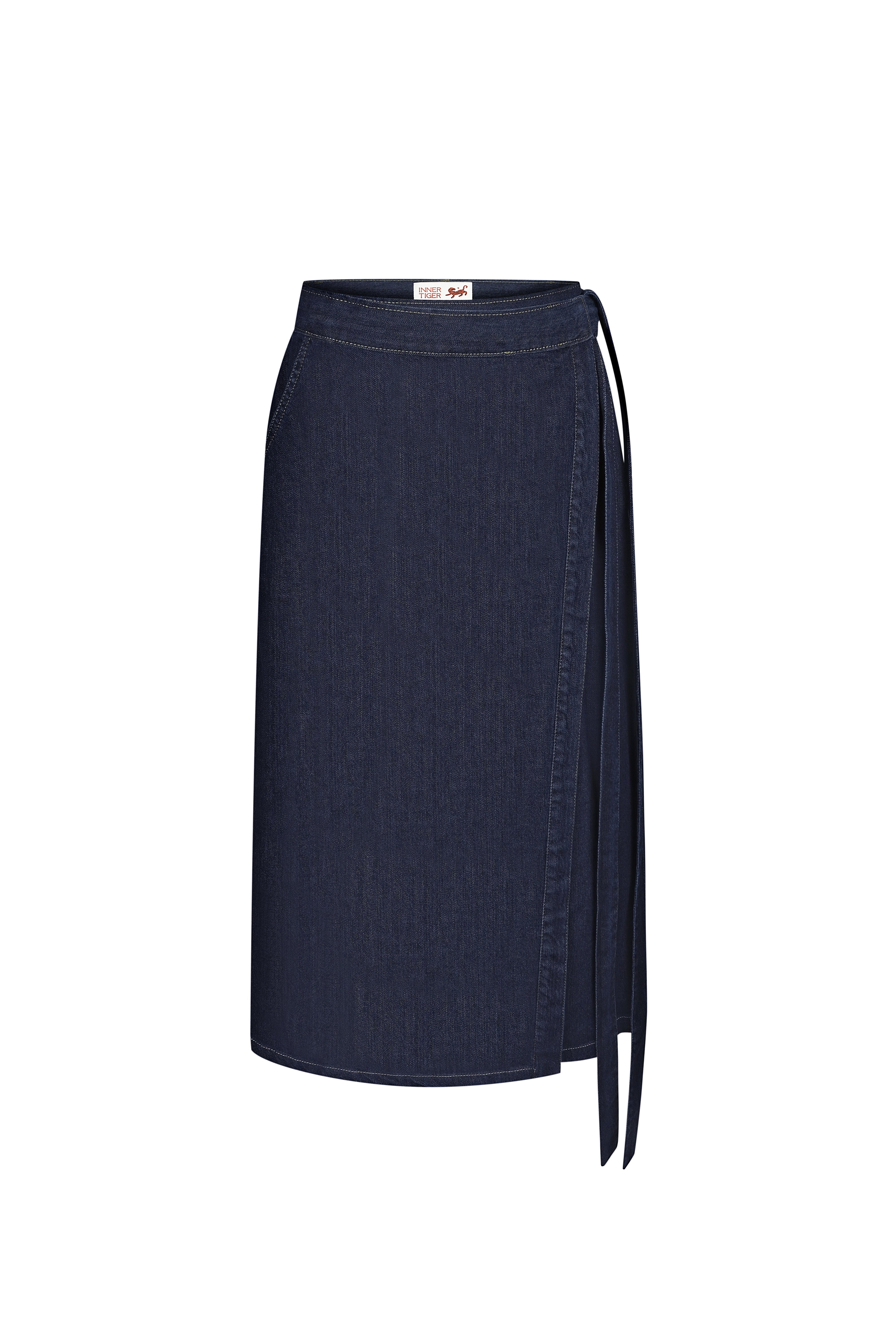 Wrap midi denim skirt