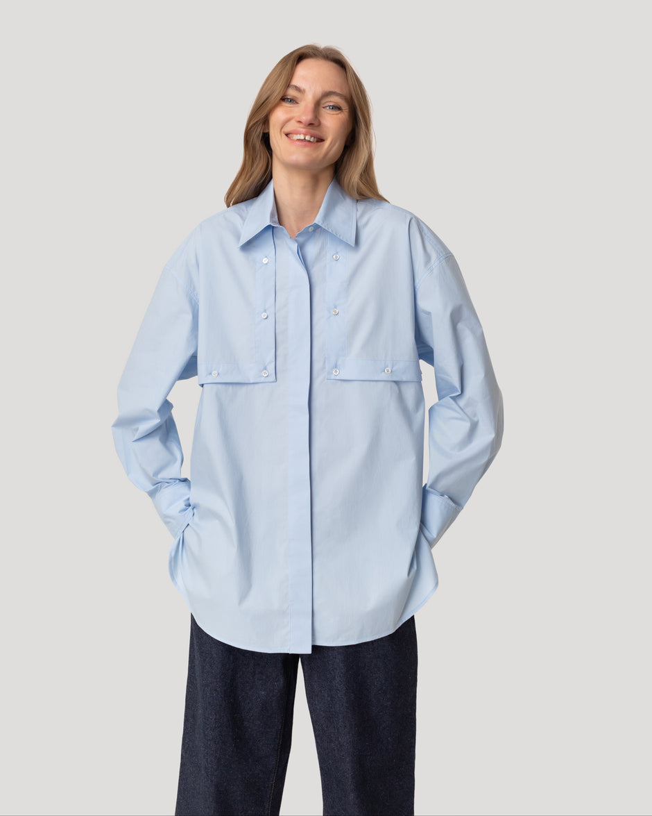 Flap pocket poplin shirt
