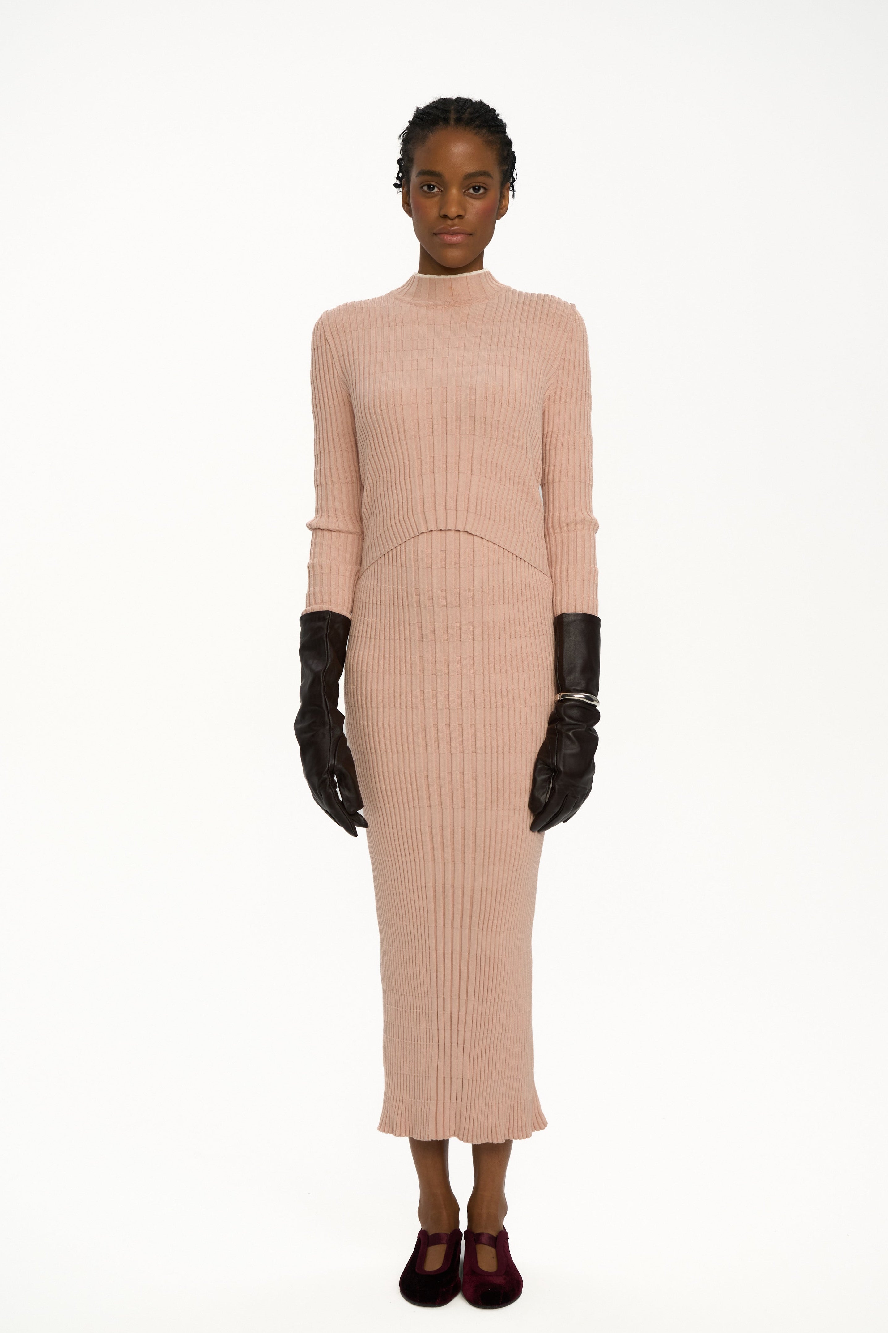 Vertical knitwear dress S-M / Dust Pink Vertical knitwear dress S-M / Dust Pink