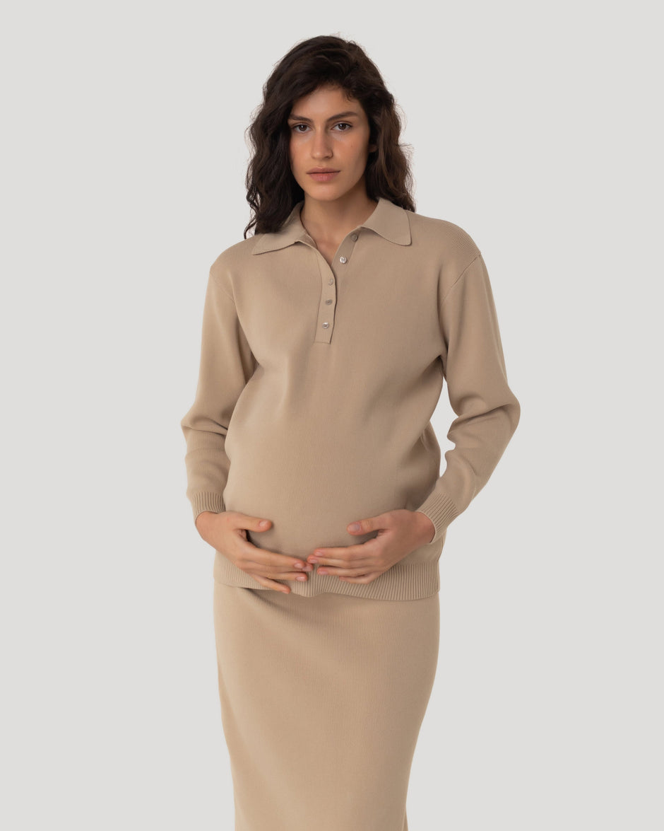 Comfort fit polo sweater