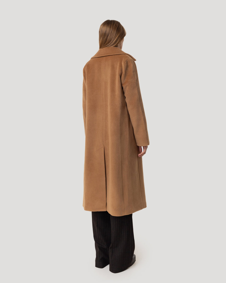 Wool soft belt coat