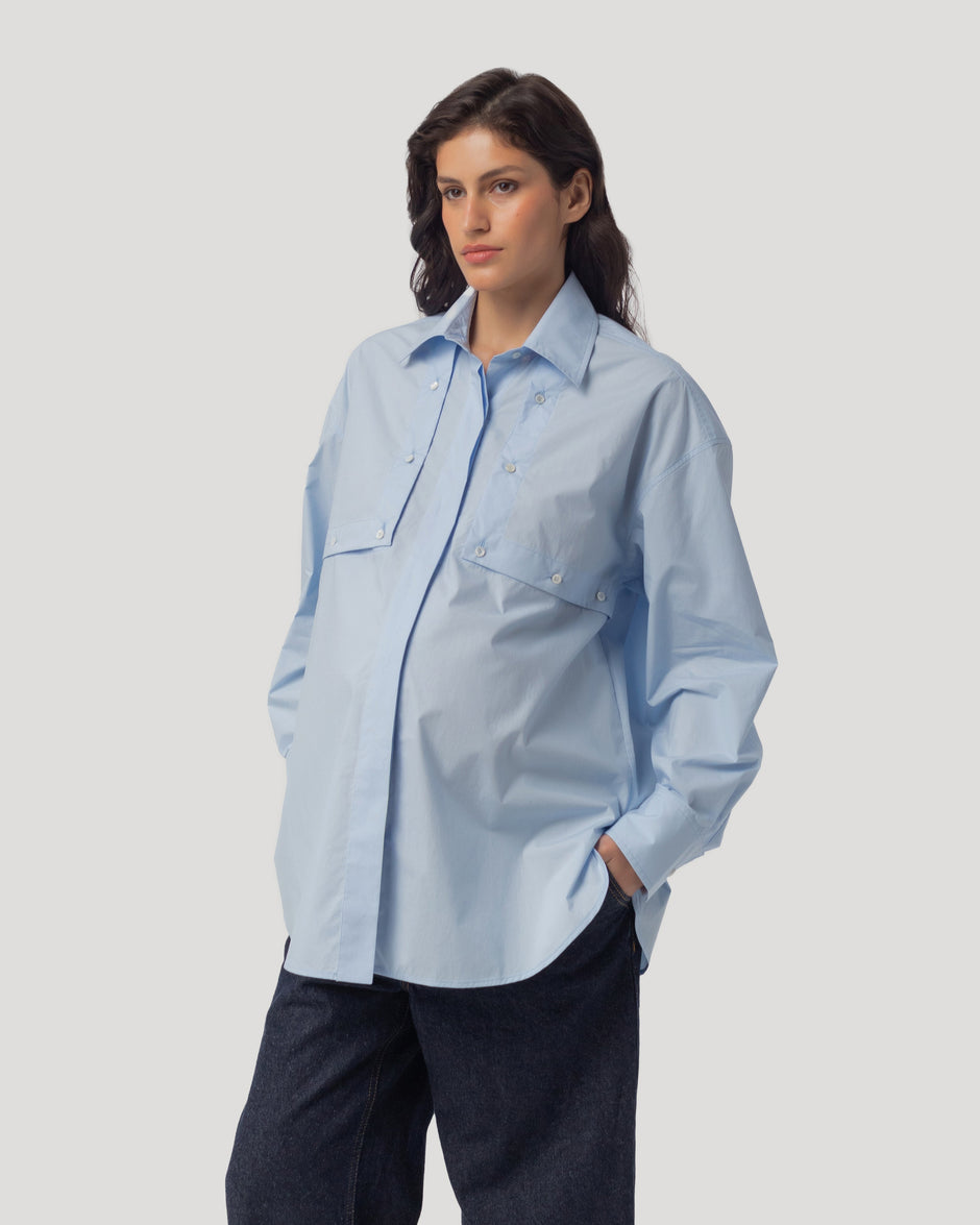 Flap pocket poplin shirt