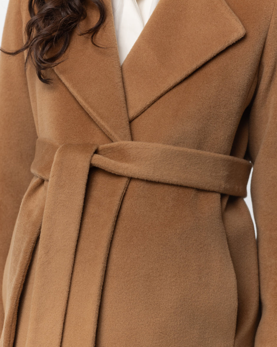 Wool soft belt coat