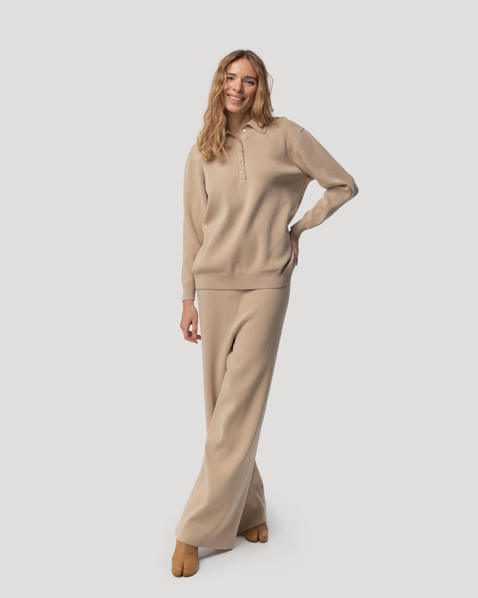 Straight leg knit trousers