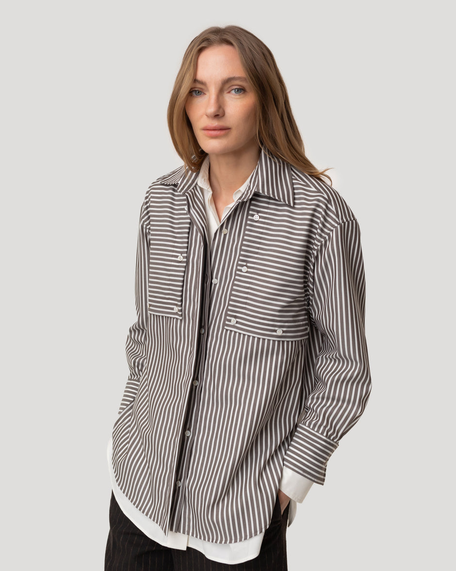 Flap pocket poplin shirt