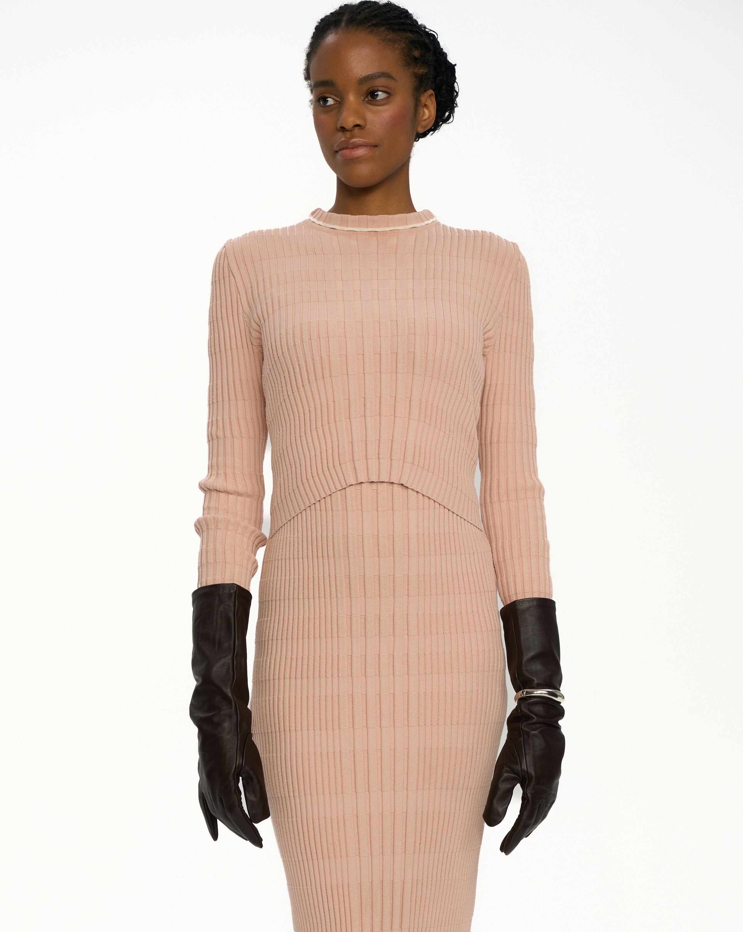 Vertical knitwear dress S-M / Dust Pink Vertical knitwear dress S-M / Dust Pink