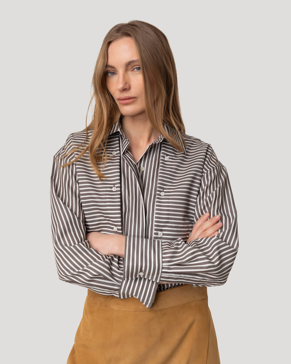 Flap pocket poplin shirt