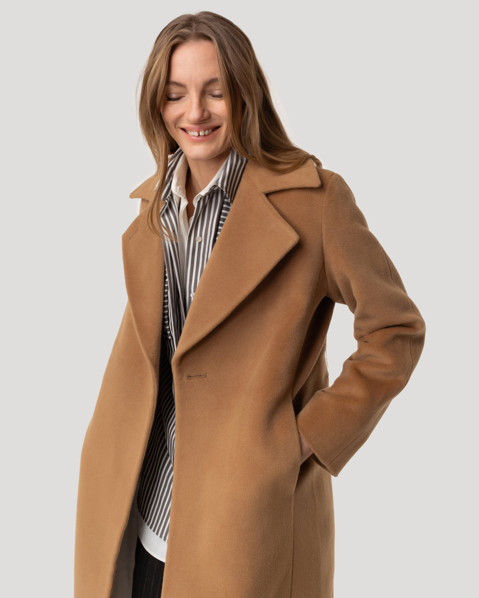 Wool soft belt coat
