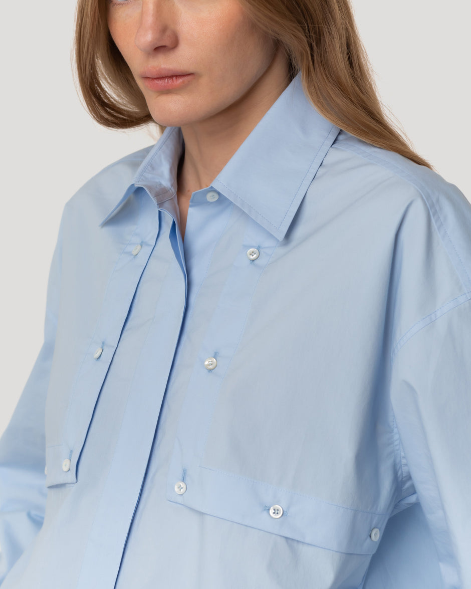 Flap pocket poplin shirt