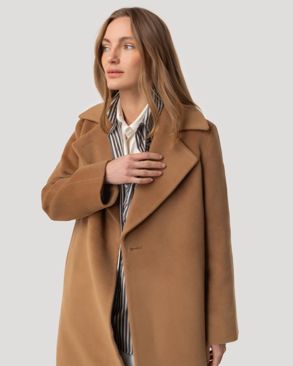 Wool soft belt coat