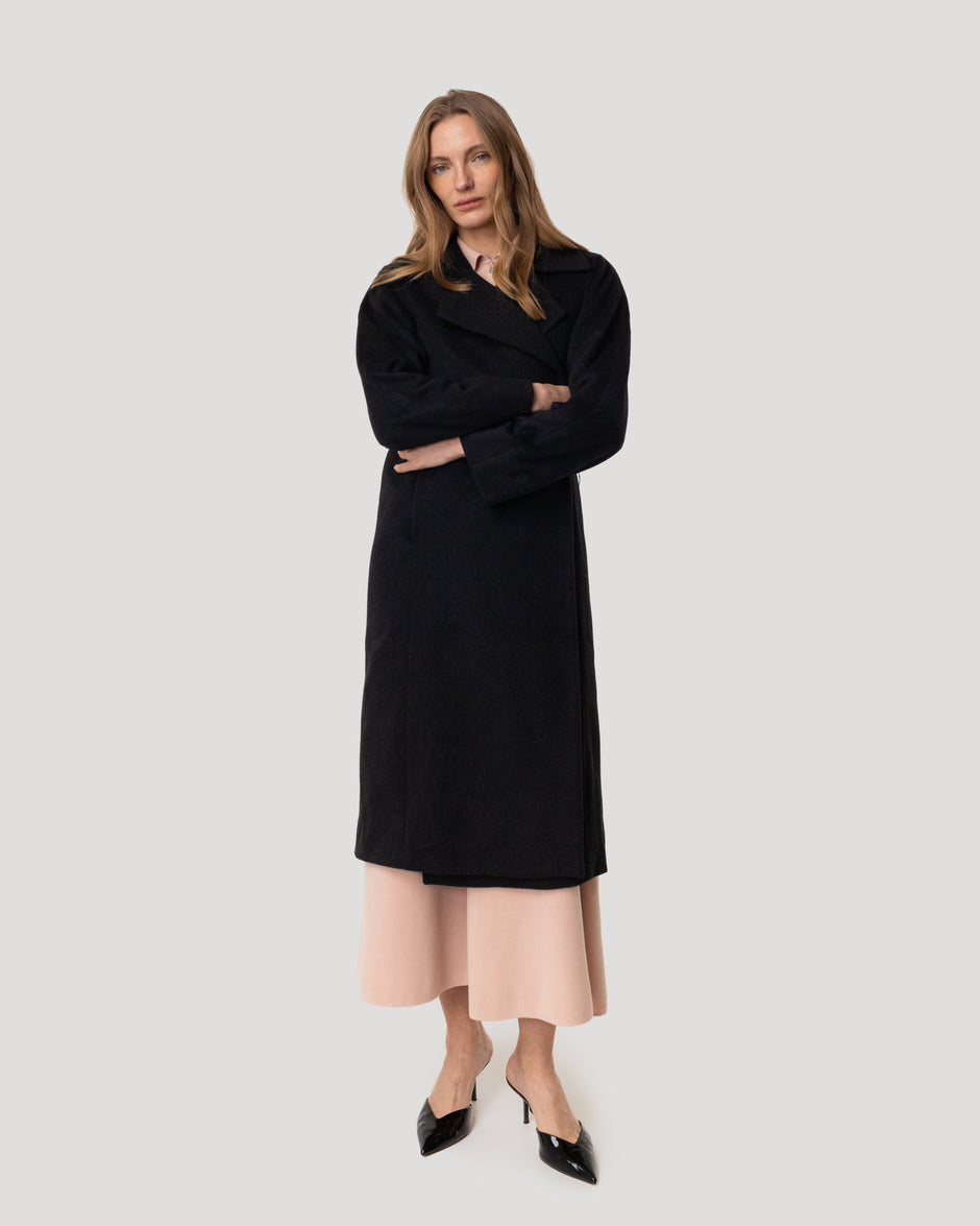 Cashmere soft belt coat