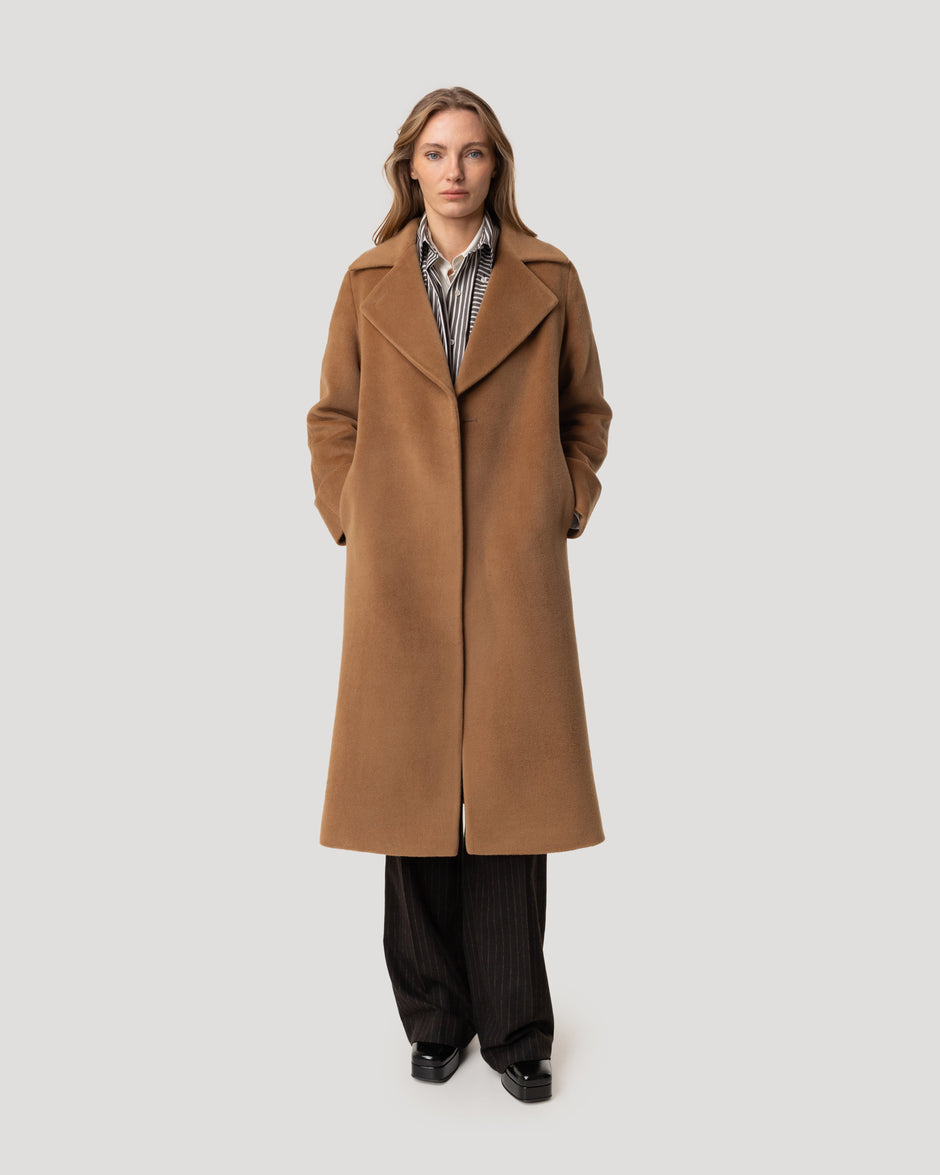 Wool soft belt coat
