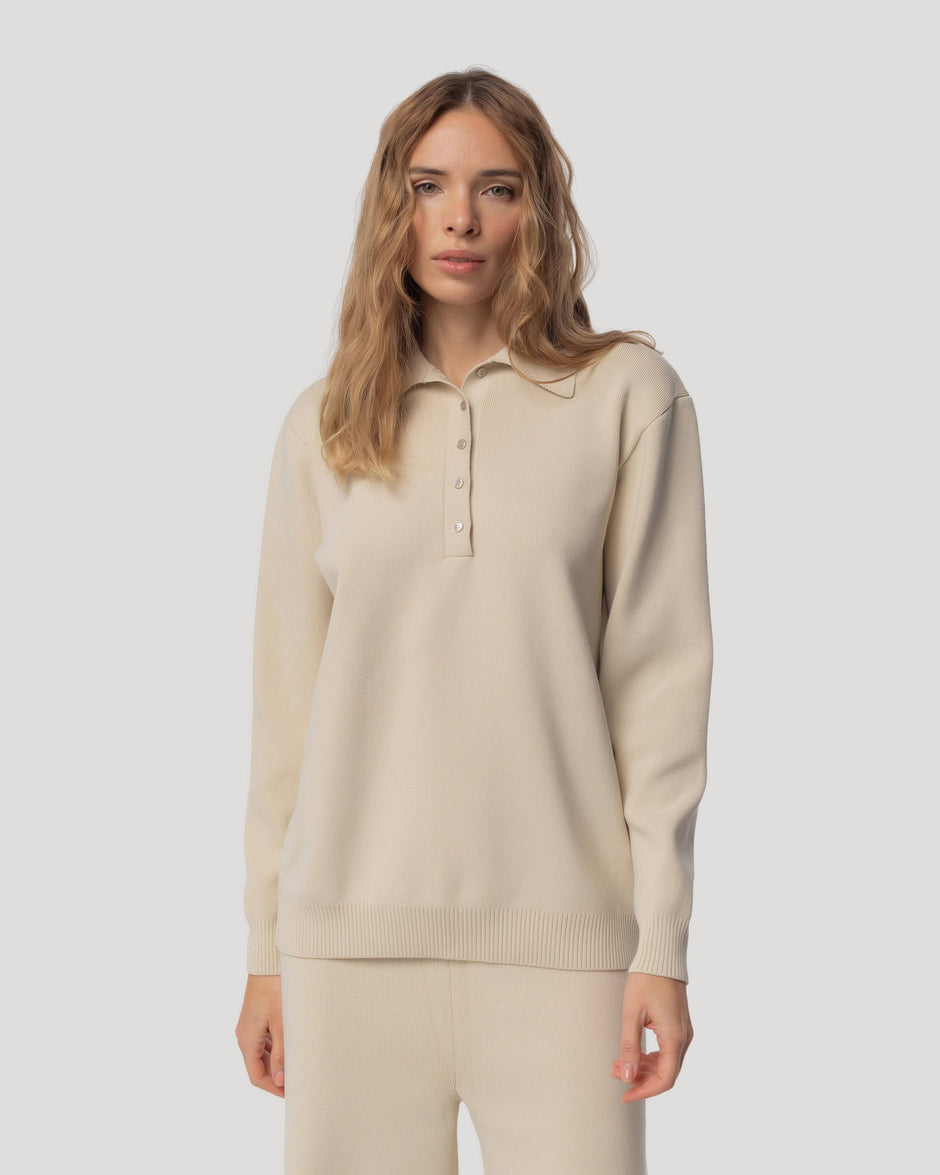 Comfort fit polo sweater