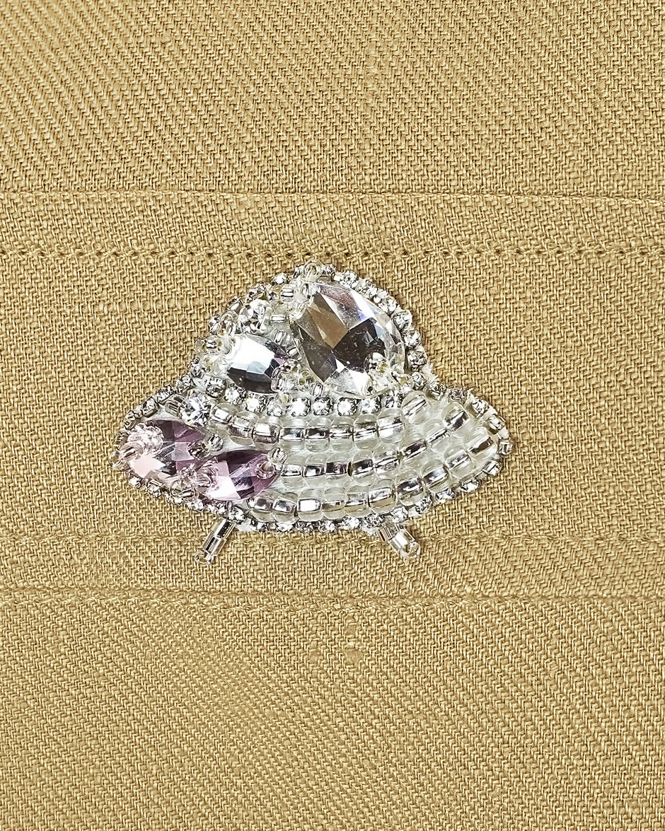 Hand-embroidered linen overshirt