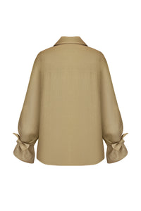 Hand-embroidered linen overshirt