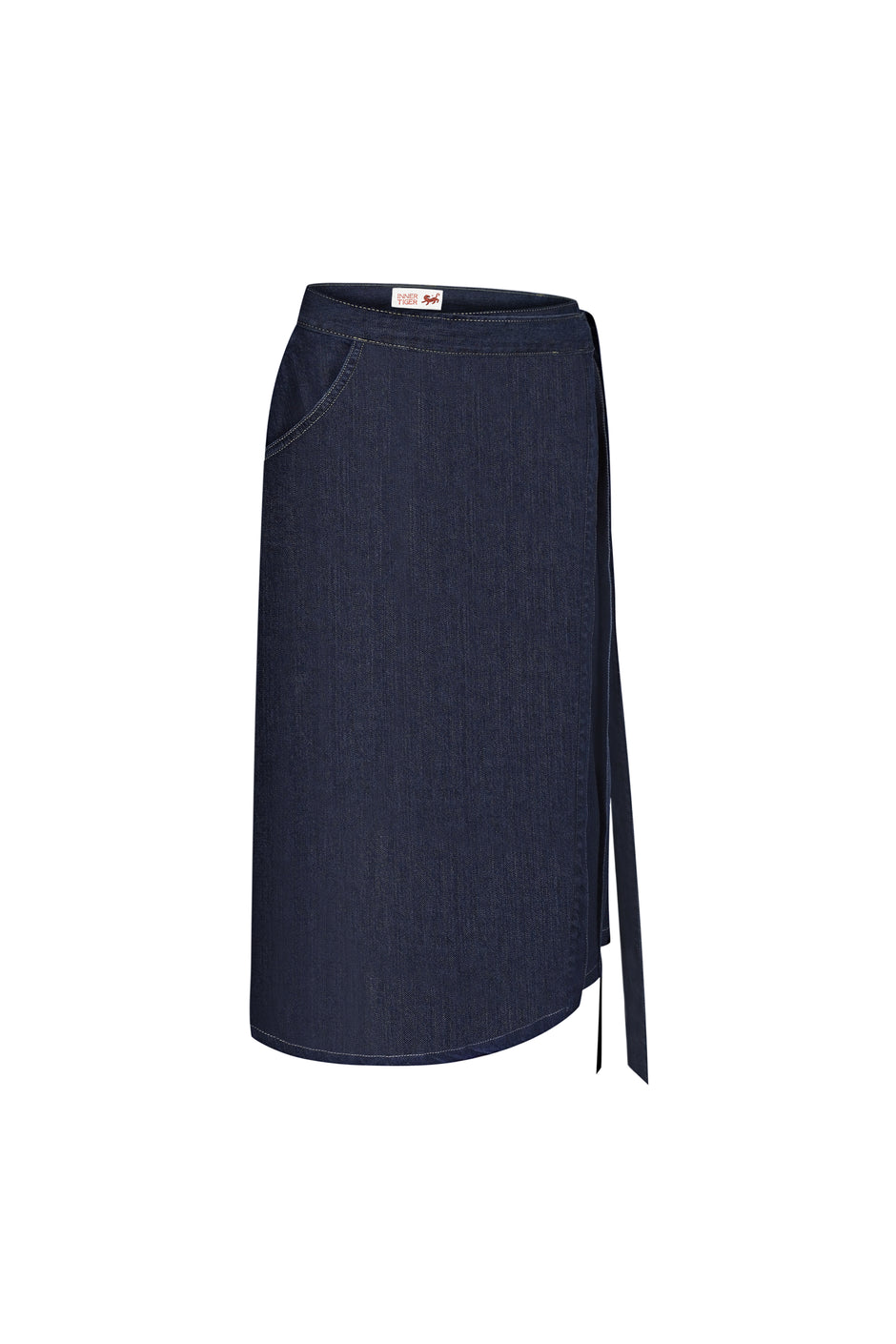 Wrap midi denim skirt