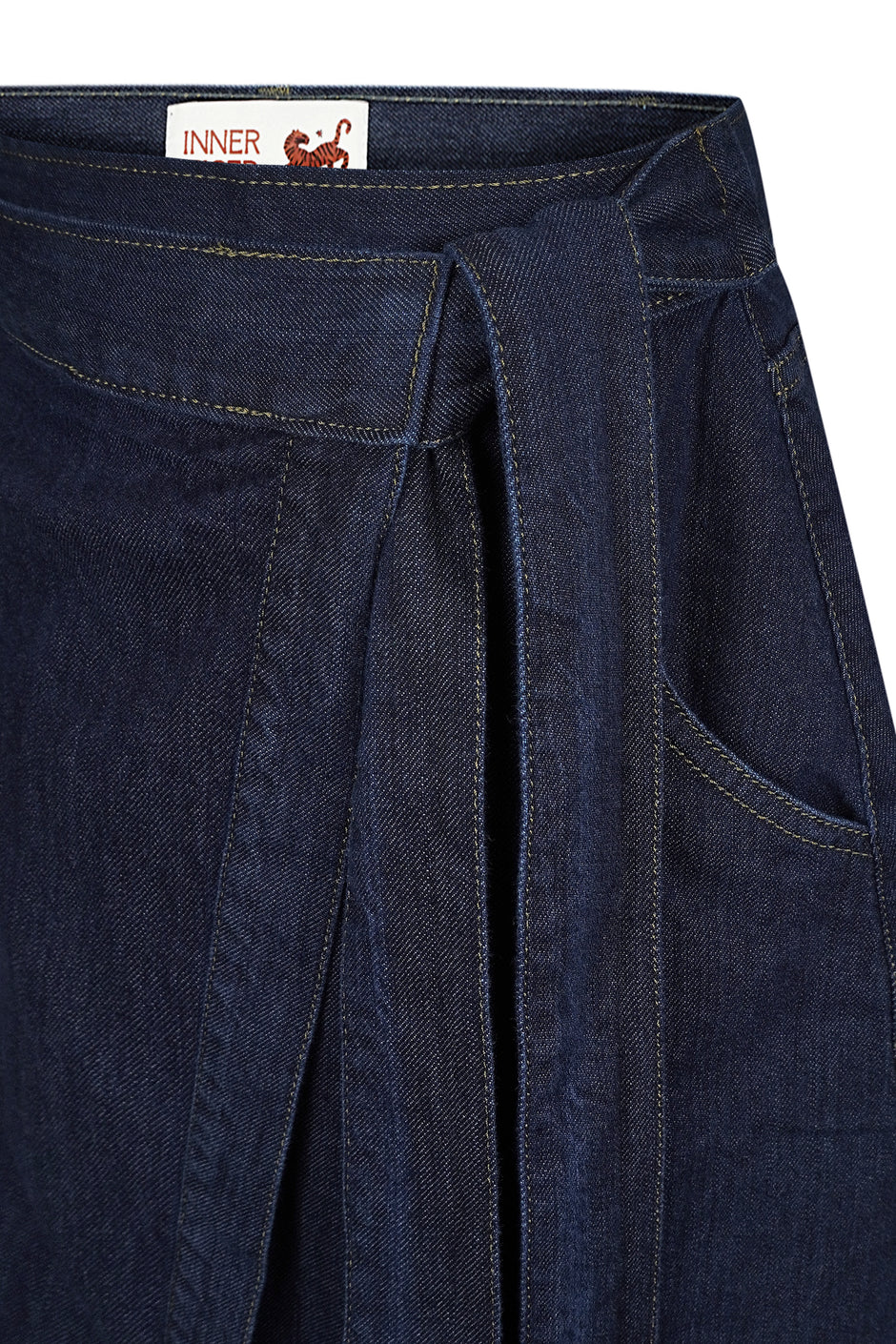 Wrap midi denim skirt