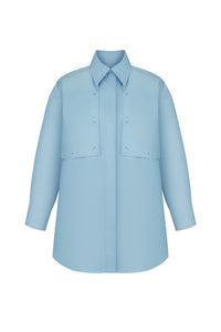 Flap pocket poplin shirt