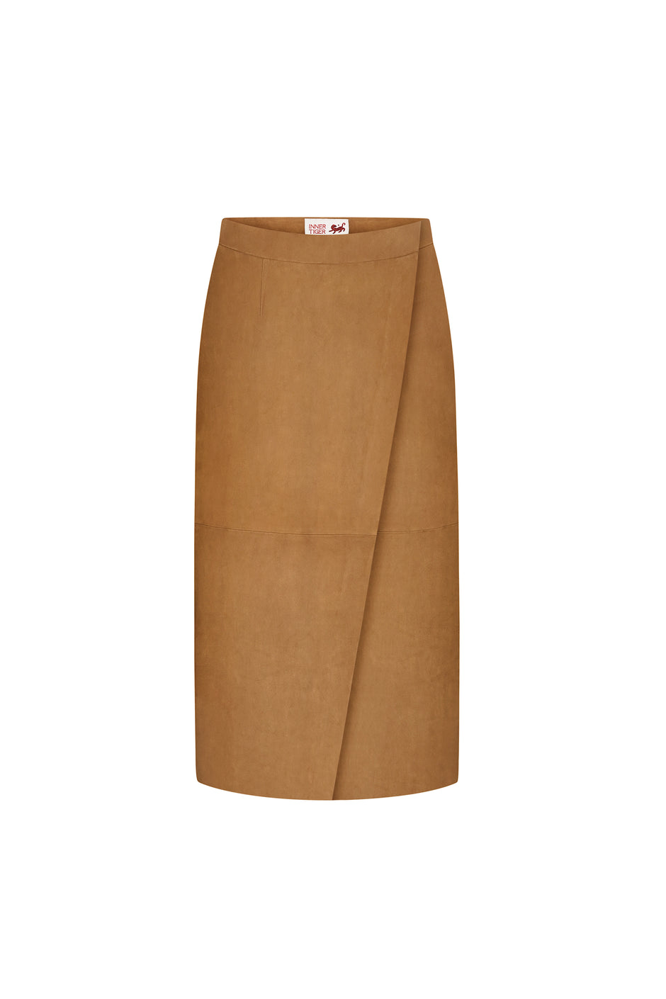 Wrap suede midi skirt