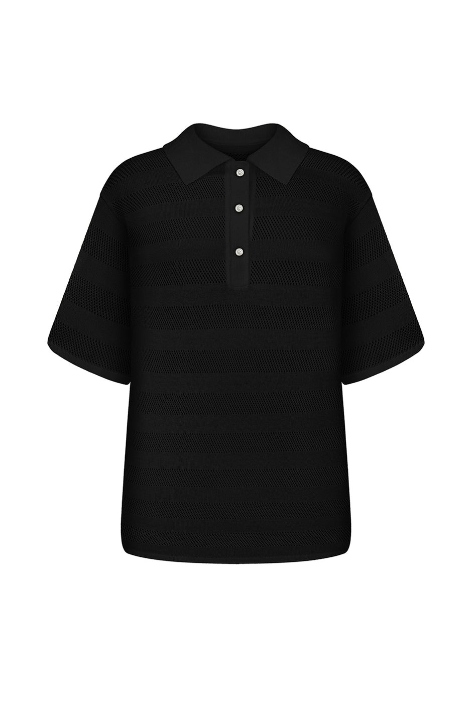 Striped black knit polo